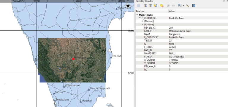 PrithviGIS MapTools IdentifyFeature
