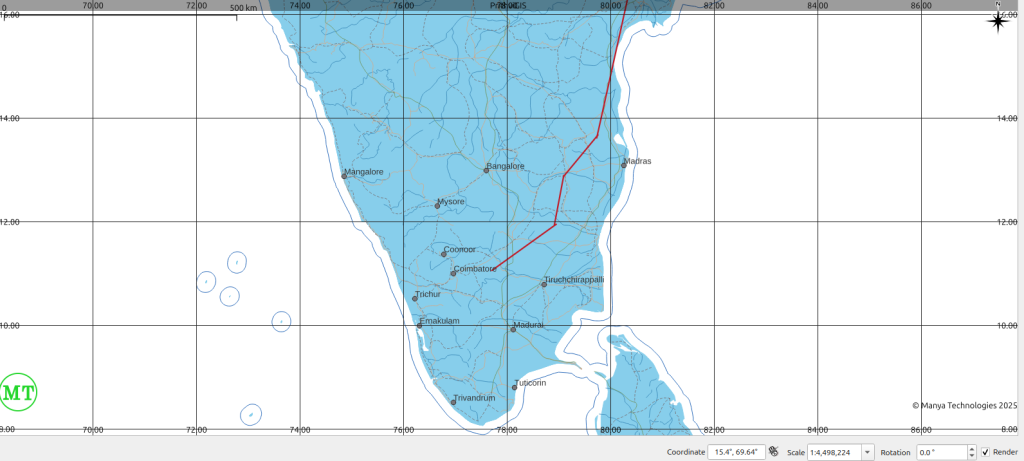 PrithviGIS desktop GIS interface with QGIS and Qt operational map tools
